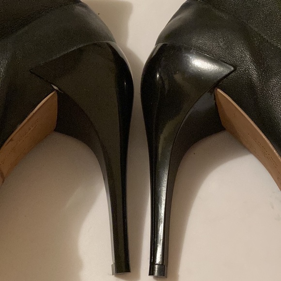 All Saints Stretch Leather Open Toe Heels Platform Booties - Picture 4 of 9